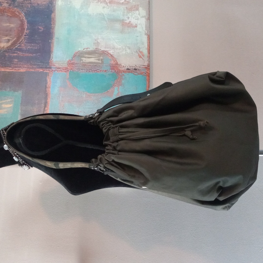 Stylish Green Women's Hobo Bag Camo Strap Detail Handcrafted By J.Monique - Picture 5 of 17